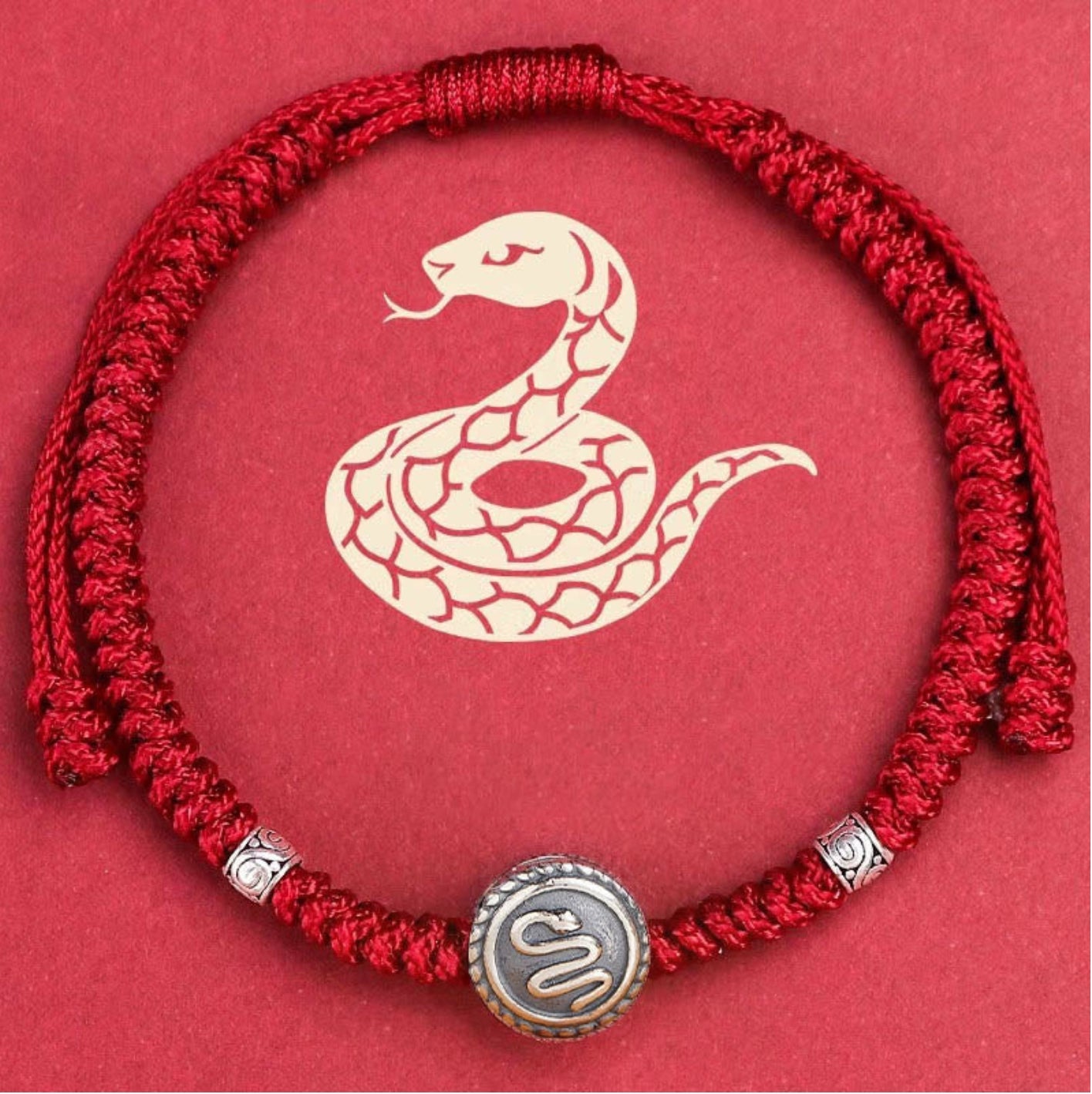 Buddha Stones 12 Chinese Zodiac Lucky Red String Bracelet Snake Gift