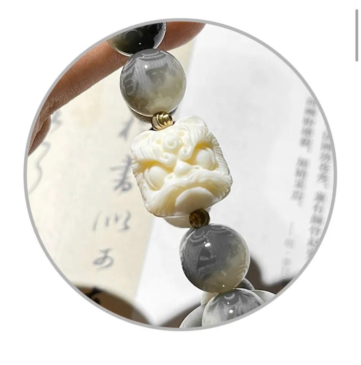 Buddha-Inspired Misty Mountain & Lion Guardian Six-Word Mantra Bodhi Bracelet – Oriental Zen Stress Relief Wrist Beads