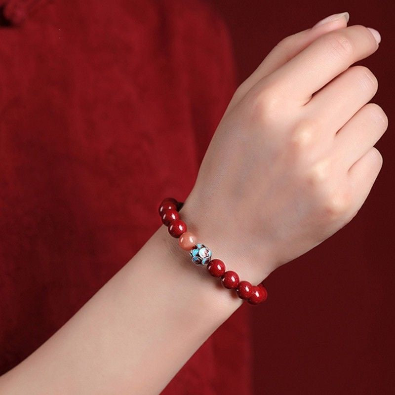 🔥 Best-Seller | Official Cinnabar Collection Natural Cinnabar Red String Bracelet – Zodiac Year of the Dragon Protection for Women | Buddha-Inspired Lucky Charm Gift