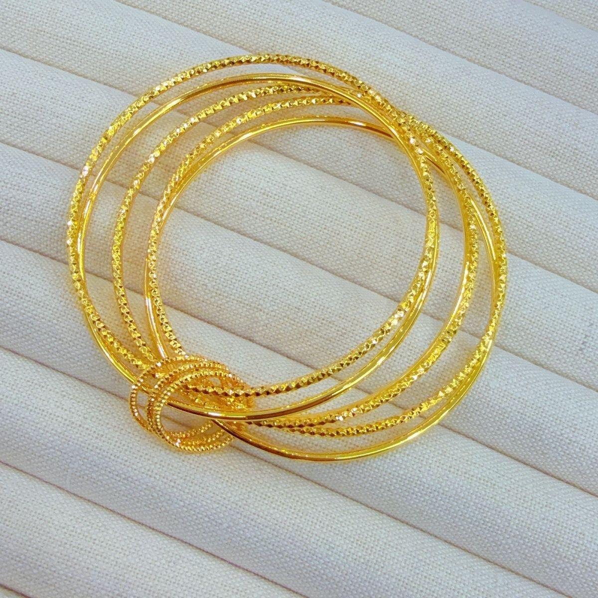 Buddha Girl Style Gold Bangles for Women – Lightweight Stacking Bracelets Set