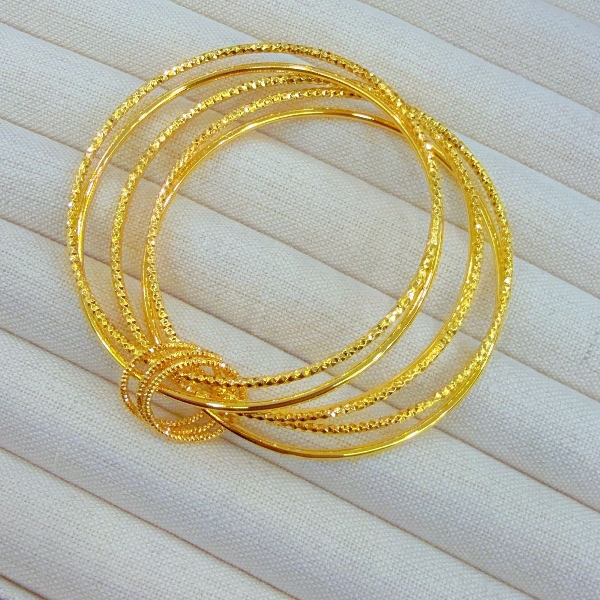 Buddha Girl Style Gold Bangles for Women – Lightweight Stacking Bracelets Set