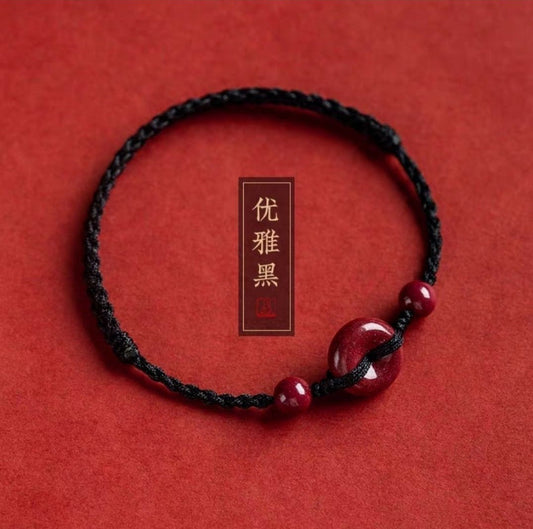 Buddha Peace Buckle Red String Bracelet & Anklet – Handmade Natural Cinnabar Rope for Zodiac Year Protection & Couples