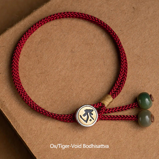 Buddha Stones 925 Sterling Silver Handmade Chinese Zodiac Natal Buddha Cyan Bodhi Seed Protection Braided Red String Bracelet