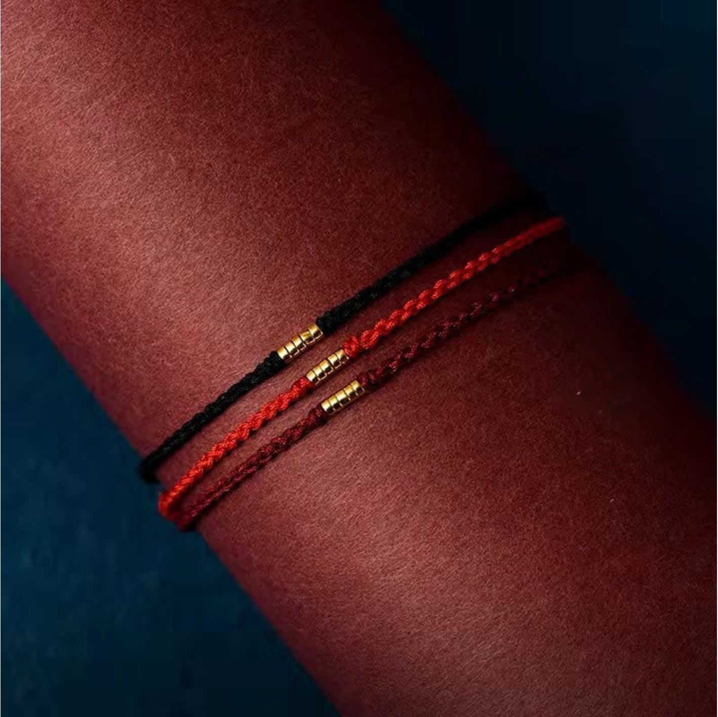 Buddha Stones 925 Sterling Silver Lucky Golden Bead Braided String Bracelet Anklet