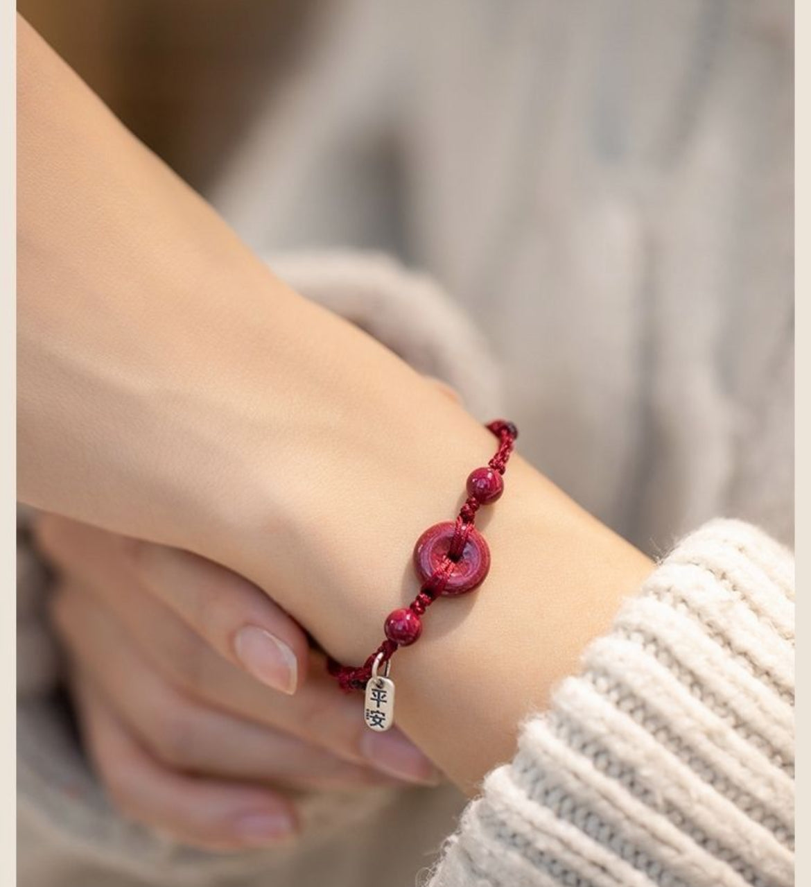 Buddha Peace Buckle Red String Bracelet & Anklet – Handmade Natural Cinnabar Rope for Zodiac Year Protection & Couples