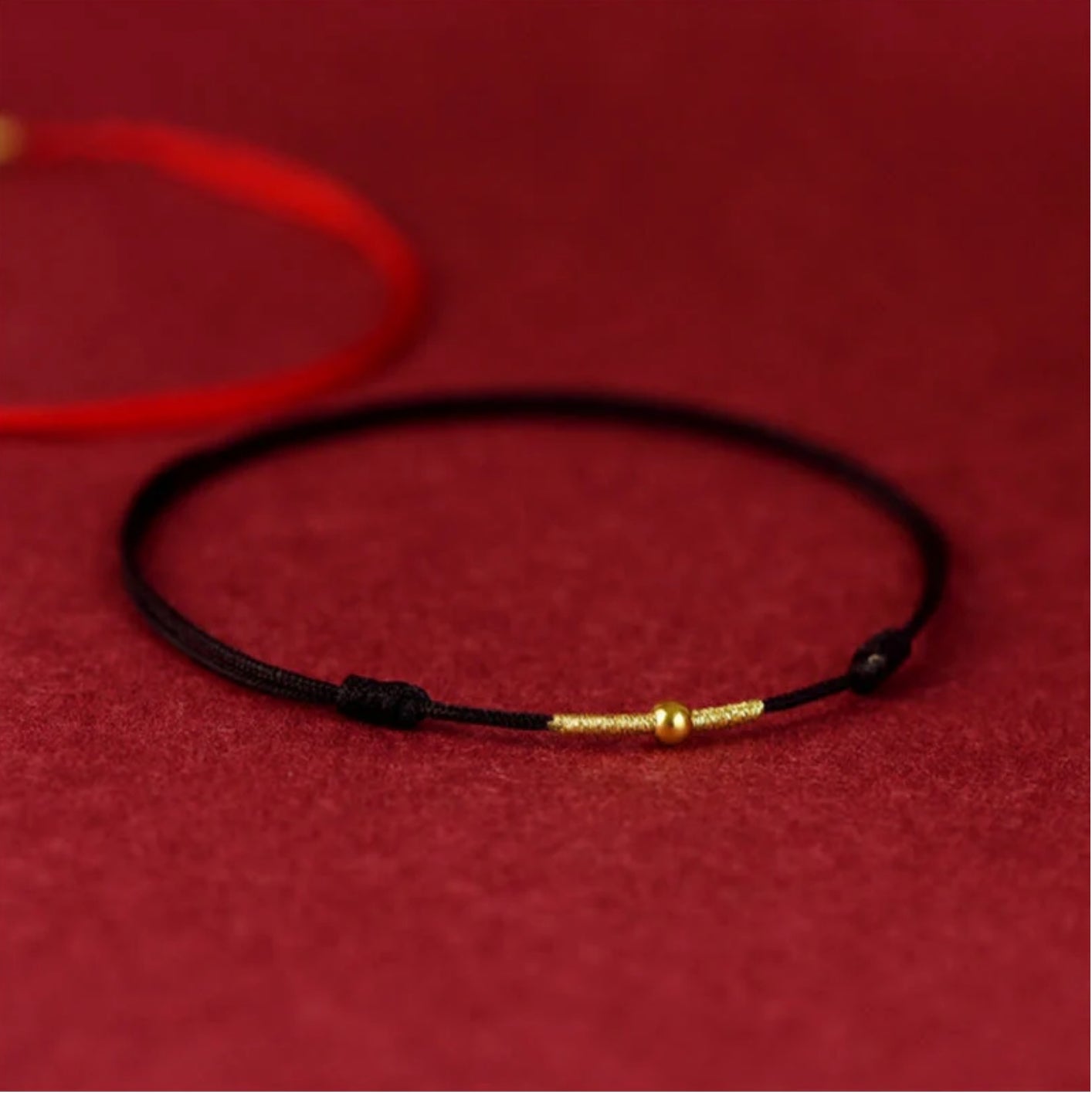 Buddha Stones 925 Sterling Silver Golden Bead Protection Braided Rope Bracelet Anklet