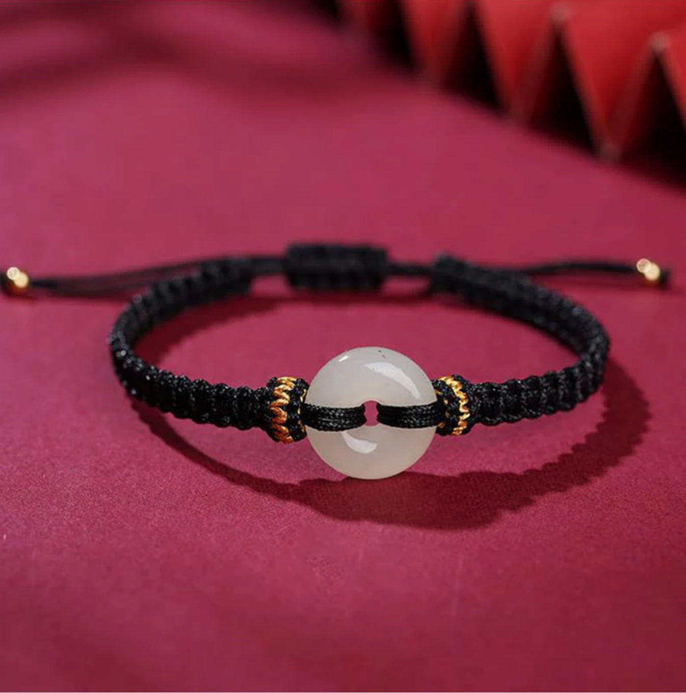 Buddha Stones Peace Buckle Jade Abundance Braided Bracelet