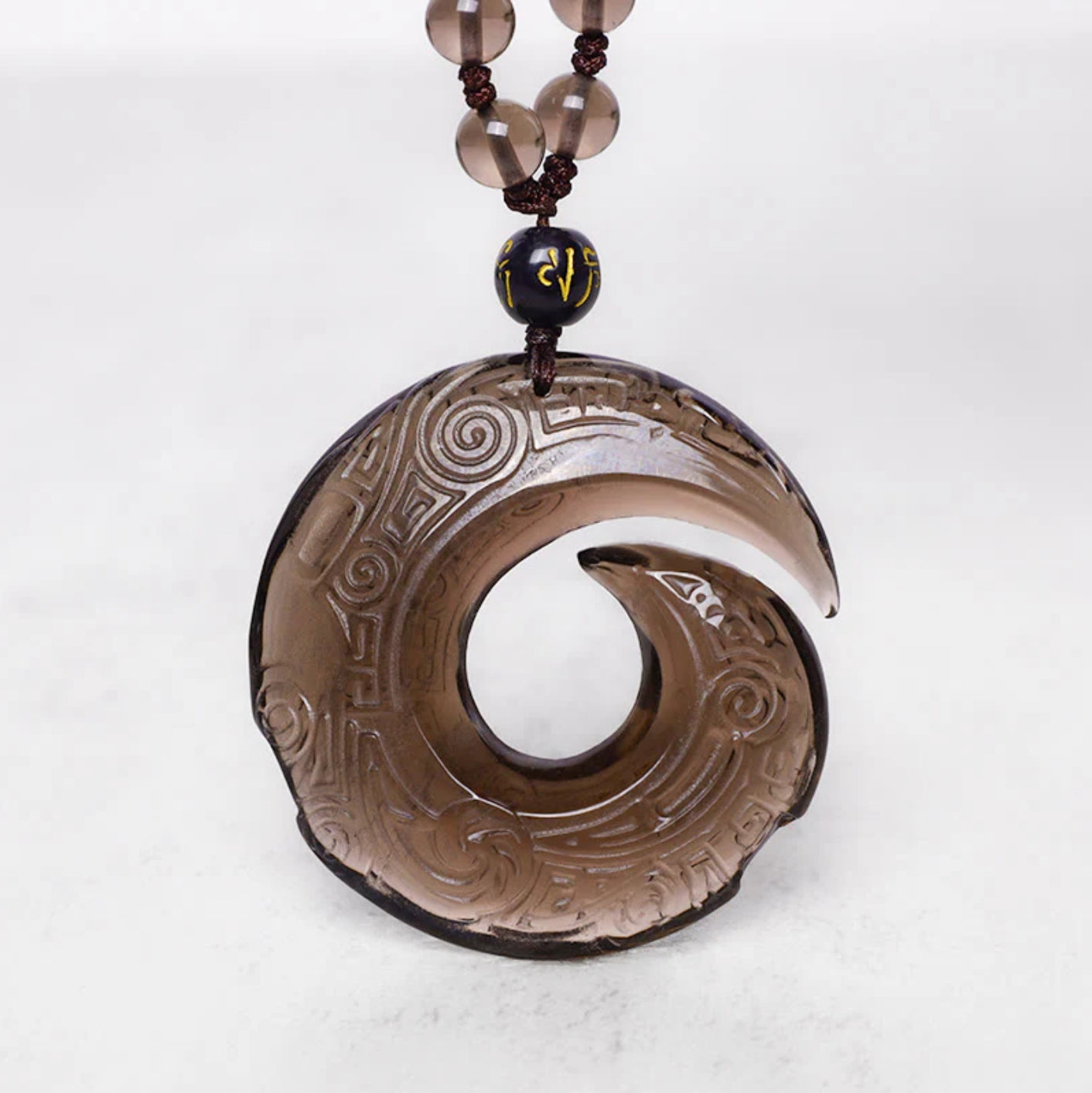 Buddha Stones Natural Black Obsidian Ice Obsidian Strength Necklace Pendant