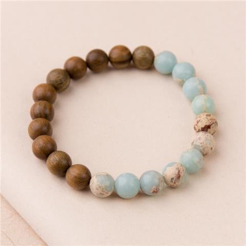 Buddha-Inspired Chinese Style Shoushan Stone, Sandalwood & Thuja Simple Wooden Bracelet β Unisex Vintage Artistic Single-Strand Jewelry