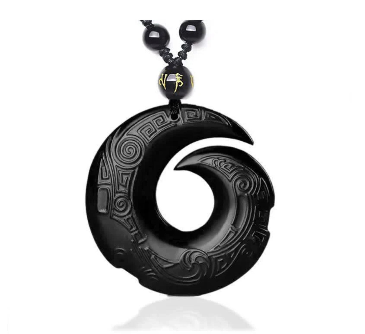 Buddha Stones Natural Black Obsidian Ice Obsidian Strength Necklace Pendant