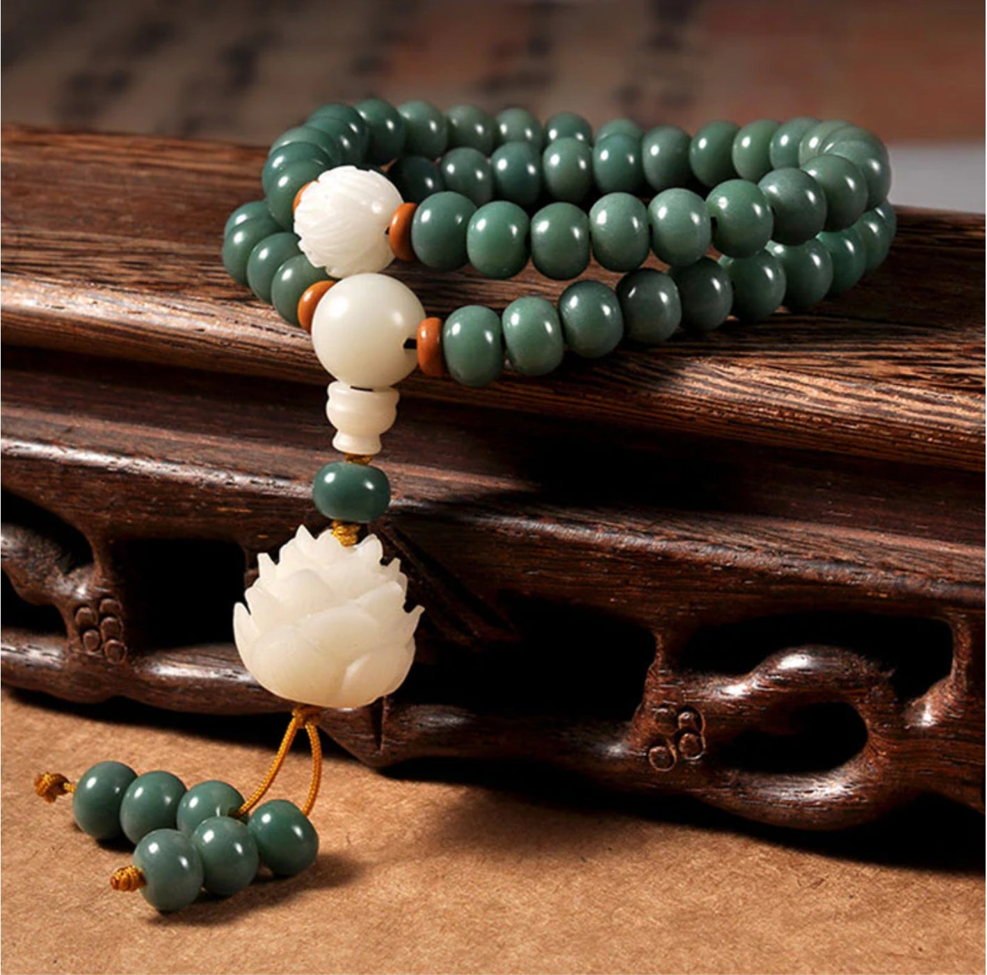 Buddha Stones Lotus Cyan Bodhi Seed Success Bracelet