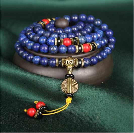 Buddha Stones Tibetan Mala Lapis Lazuli Positive Bracelet