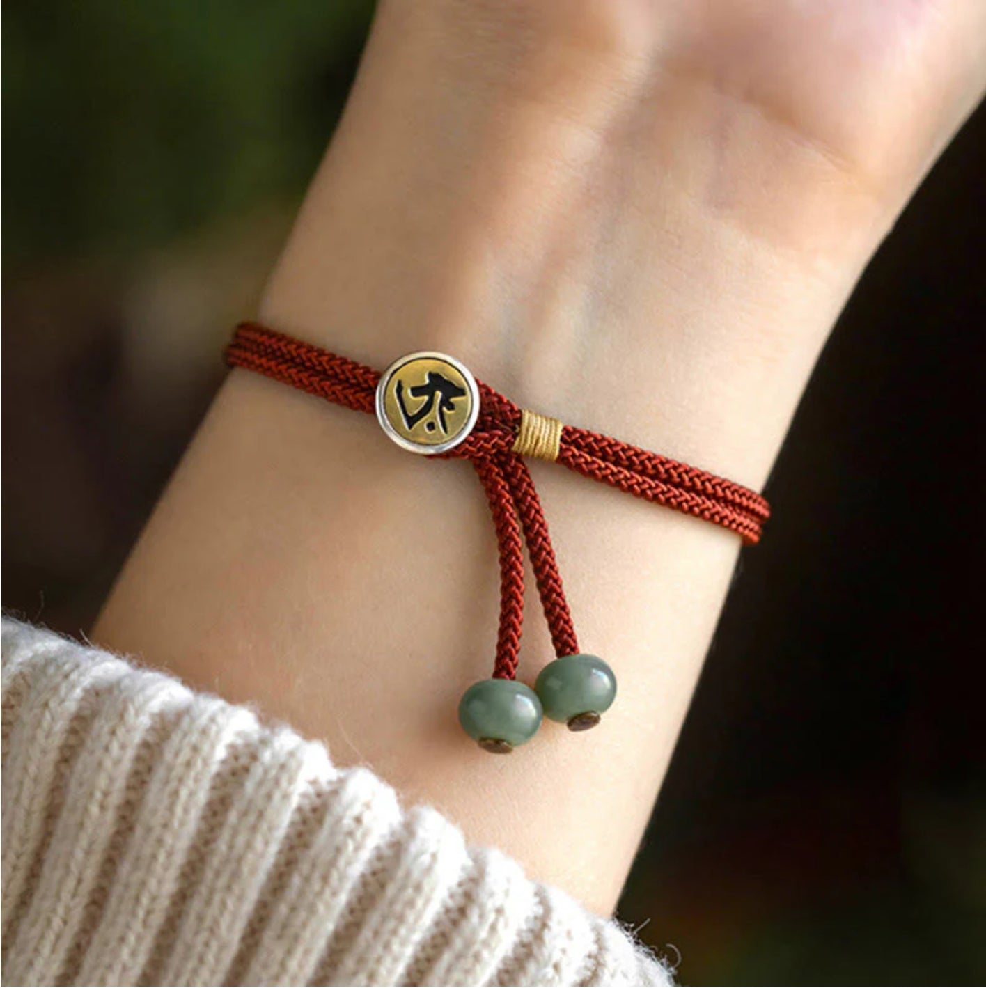 Buddha Stones 925 Sterling Silver Handmade Chinese Zodiac Natal Buddha Cyan Bodhi Seed Protection Braided Red String Bracelet