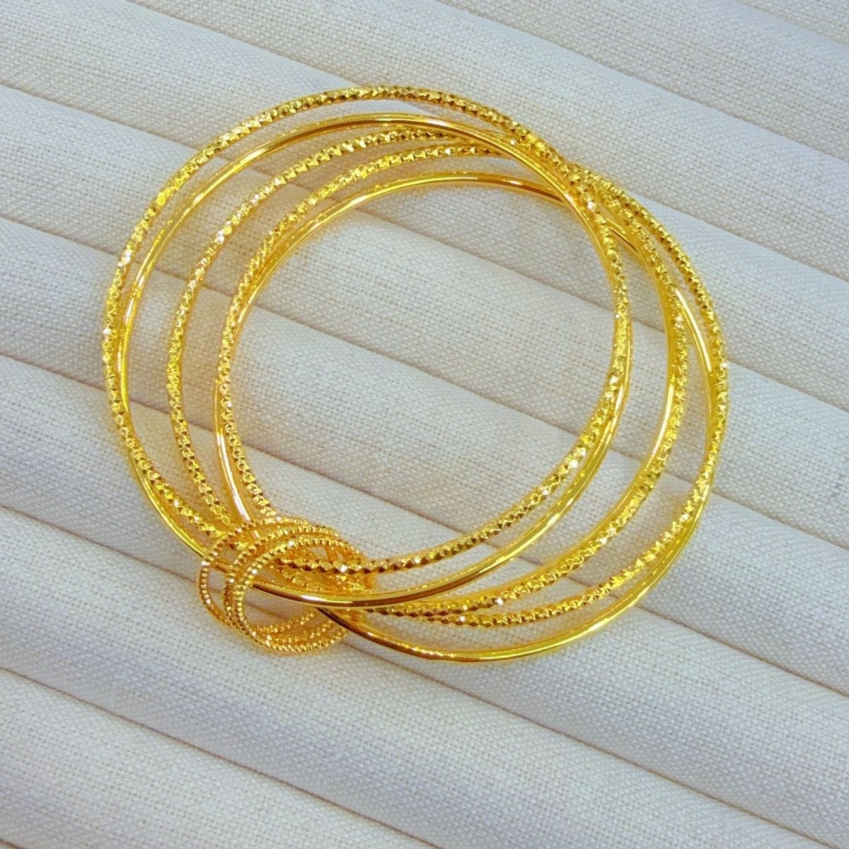 Buddha Girl Style Gold Bangles for Women – Lightweight Stacking Bracelets Set