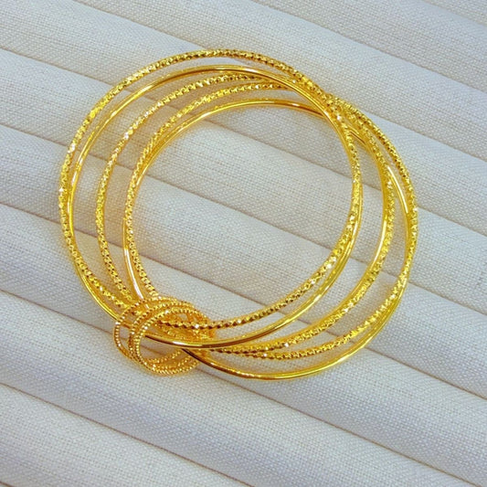 Buddha Girl Style Gold Bangles for Women – Lightweight Stacking Bracelets Set
