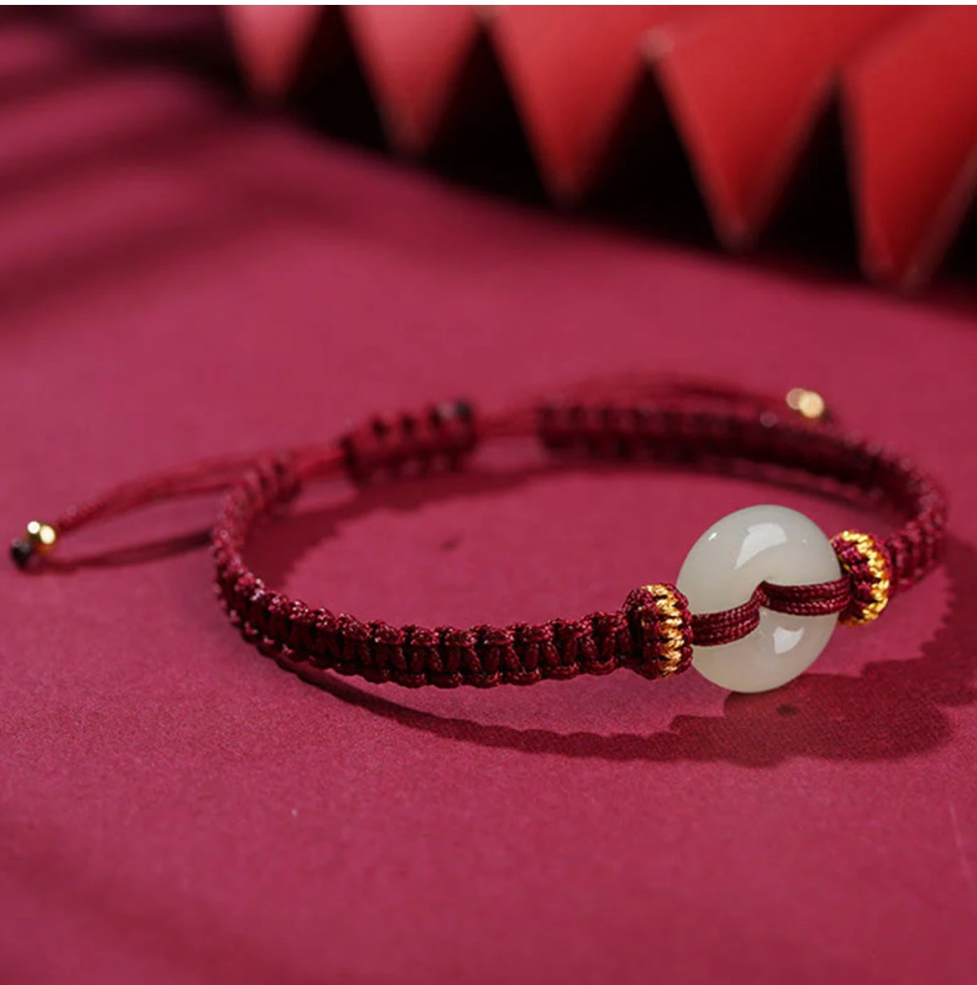 Buddha Stones Peace Buckle Jade Abundance Braided Bracelet
