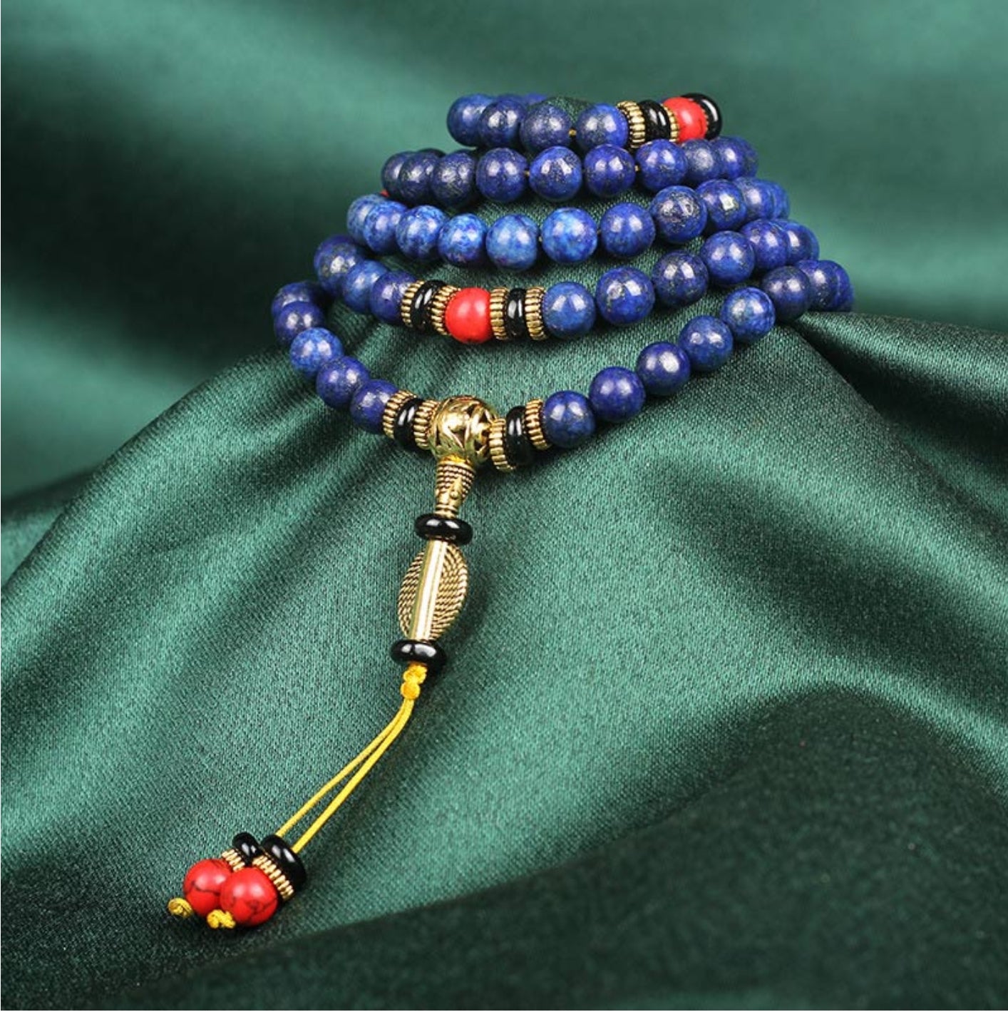 Buddha Stones Tibetan Mala Lapis Lazuli Positive Bracelet