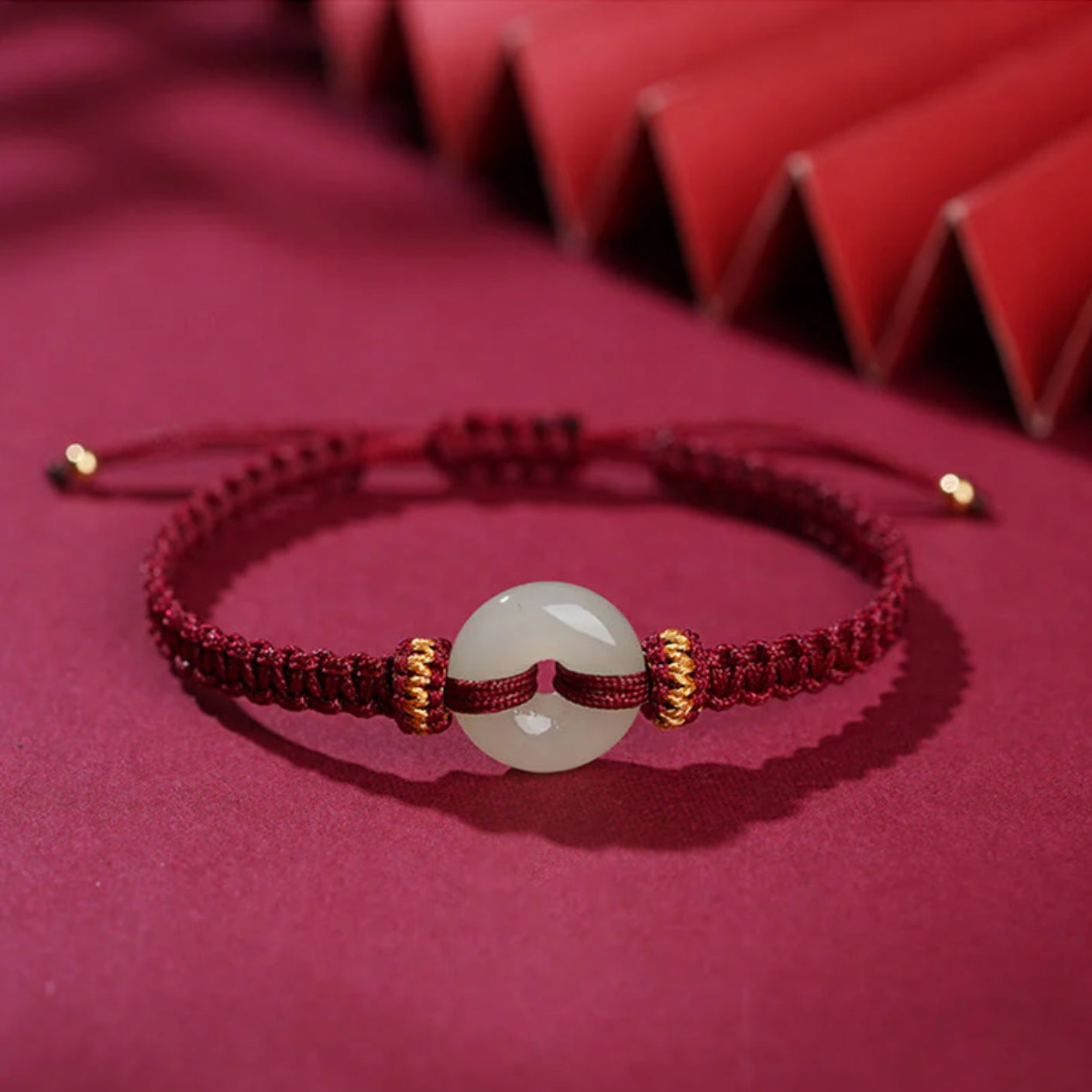 Buddha Stones Peace Buckle Jade Abundance Braided Bracelet