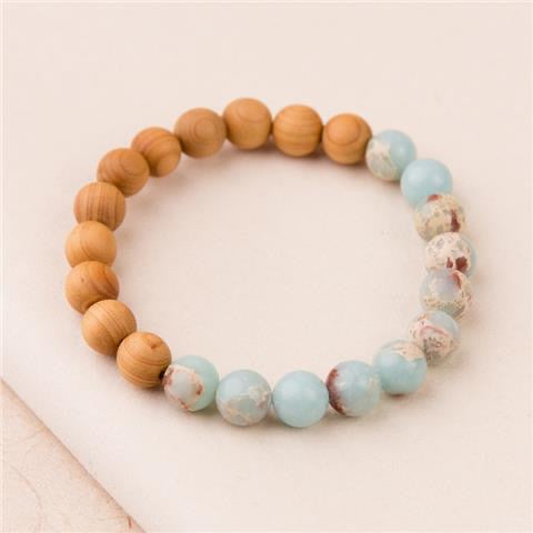 Buddha-Inspired Chinese Style Shoushan Stone, Sandalwood & Thuja Simple Wooden Bracelet – Unisex Vintage Artistic Single-Strand Jewelry