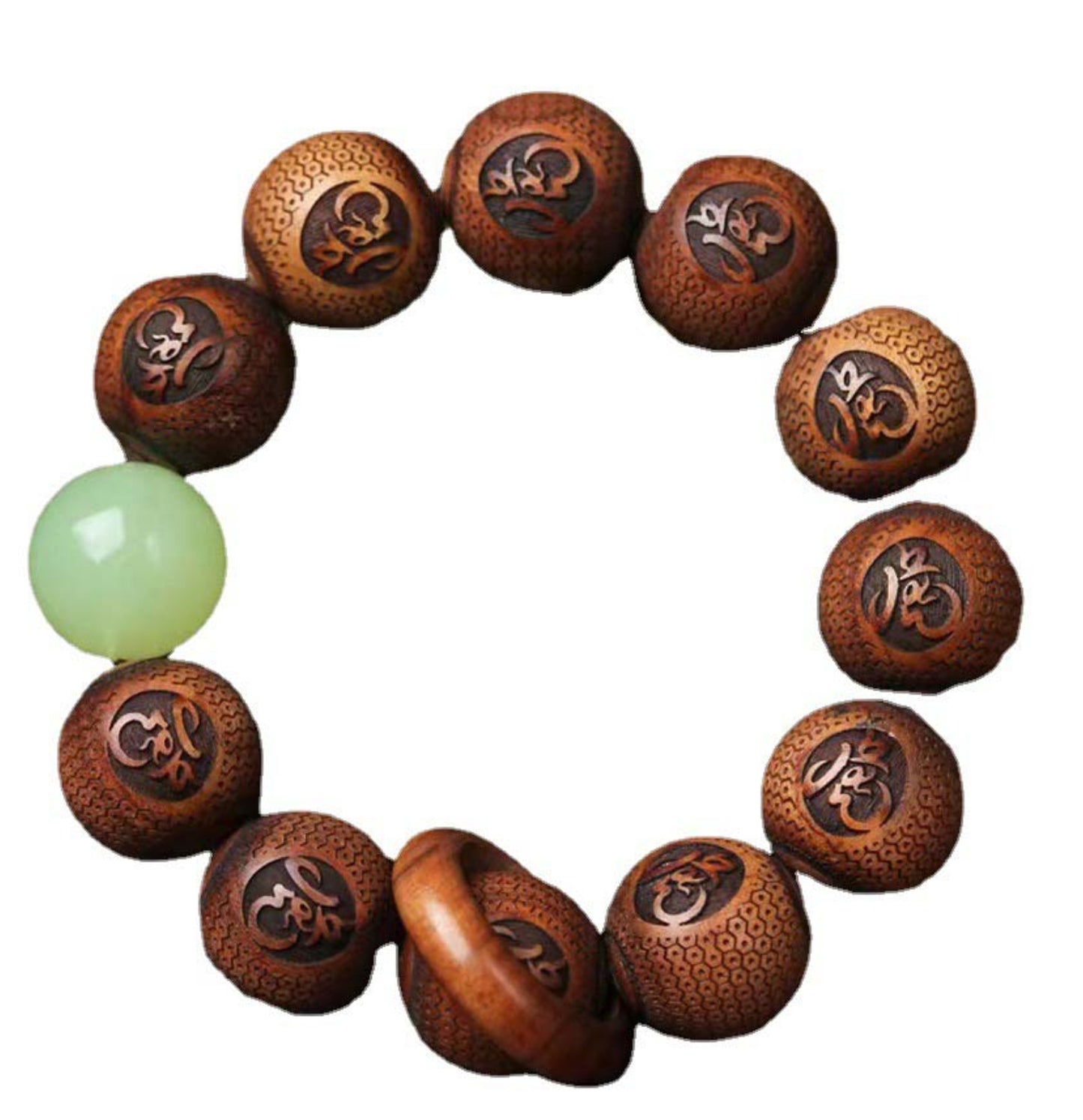 Buddha Stones Tibetan Rosewood Engraving Tiger Protection Bracelet