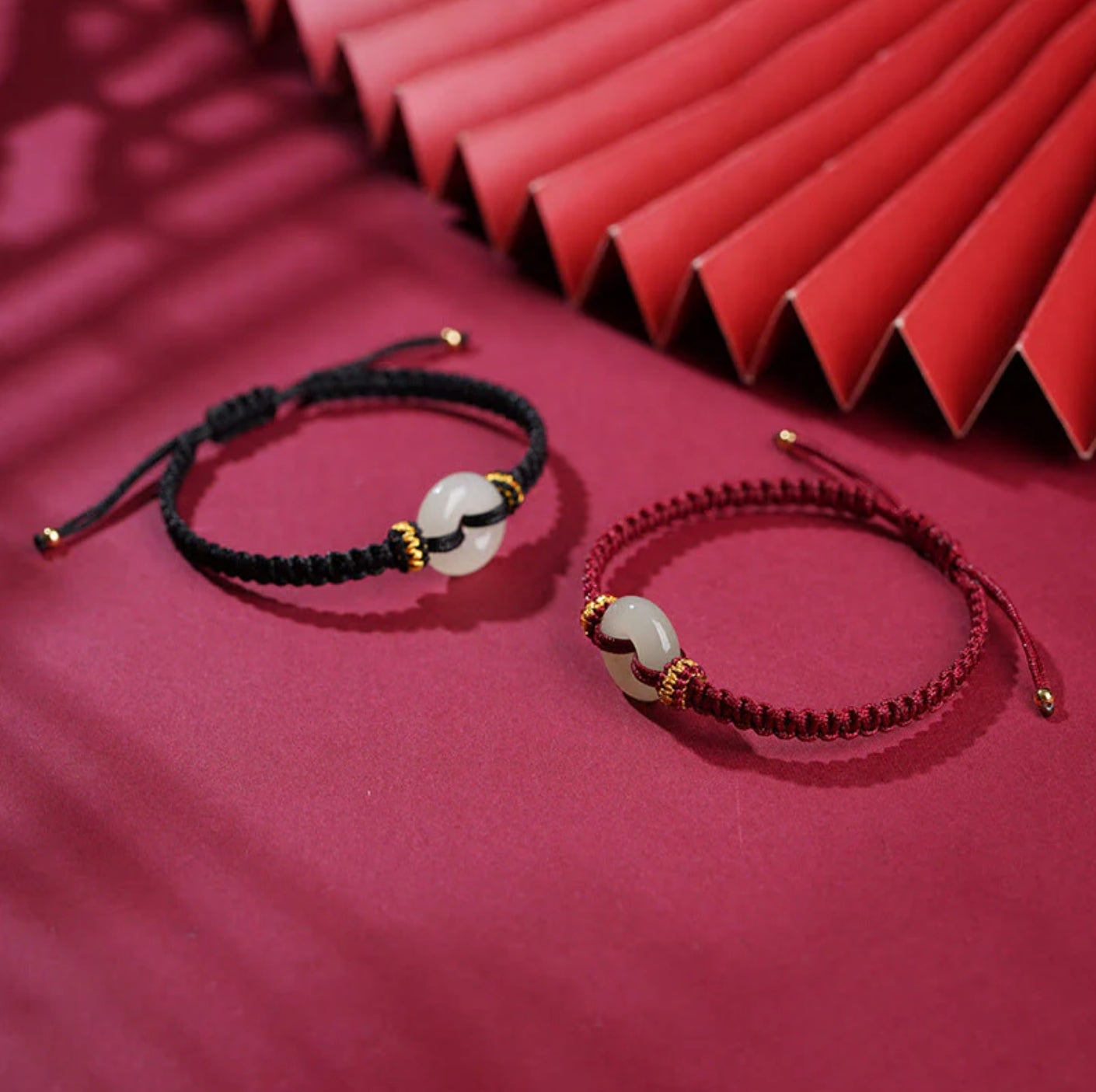 Buddha Stones Peace Buckle Jade Abundance Braided Bracelet