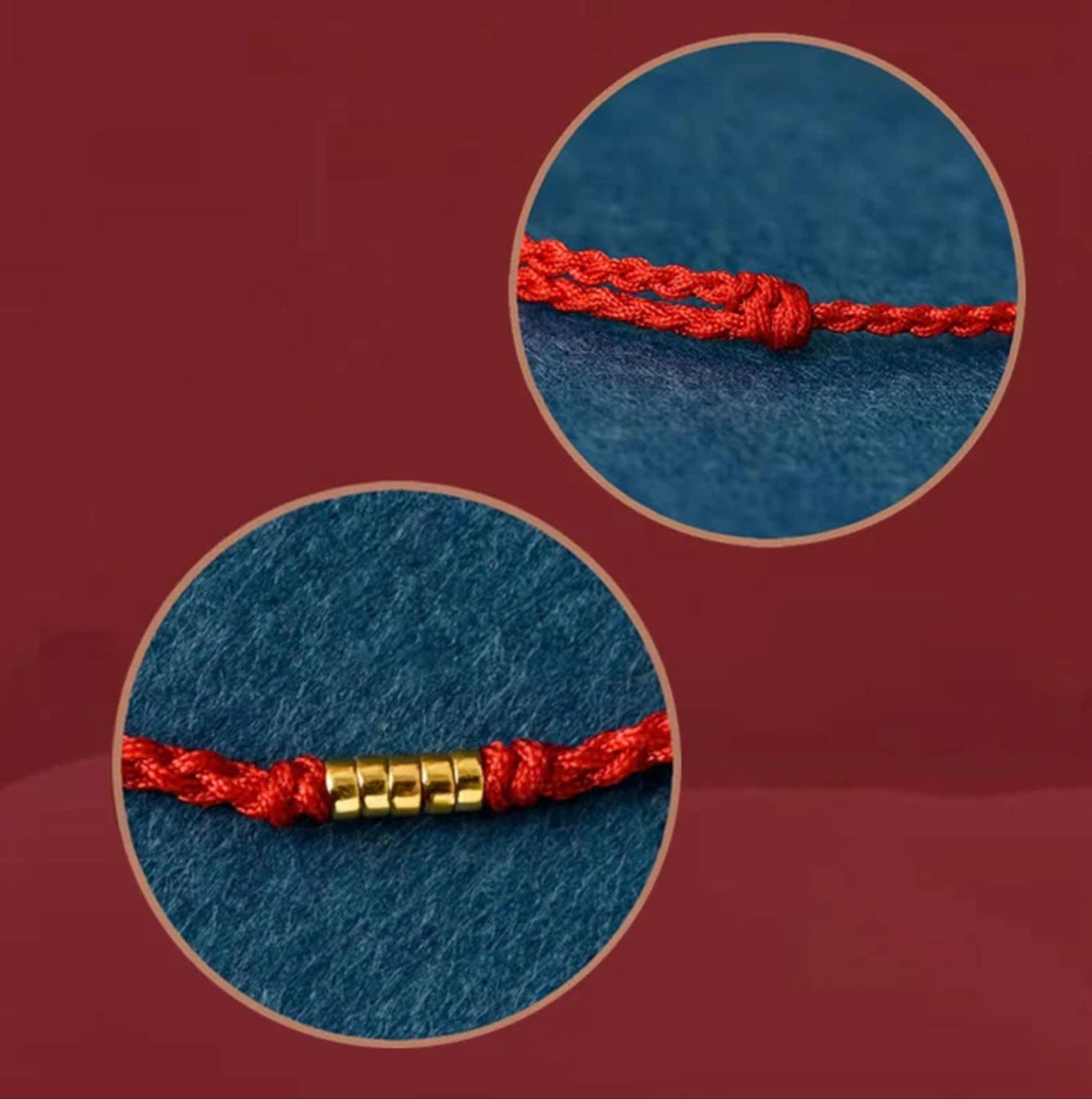 Buddha Stones 925 Sterling Silver Lucky Golden Bead Braided String Bracelet Anklet